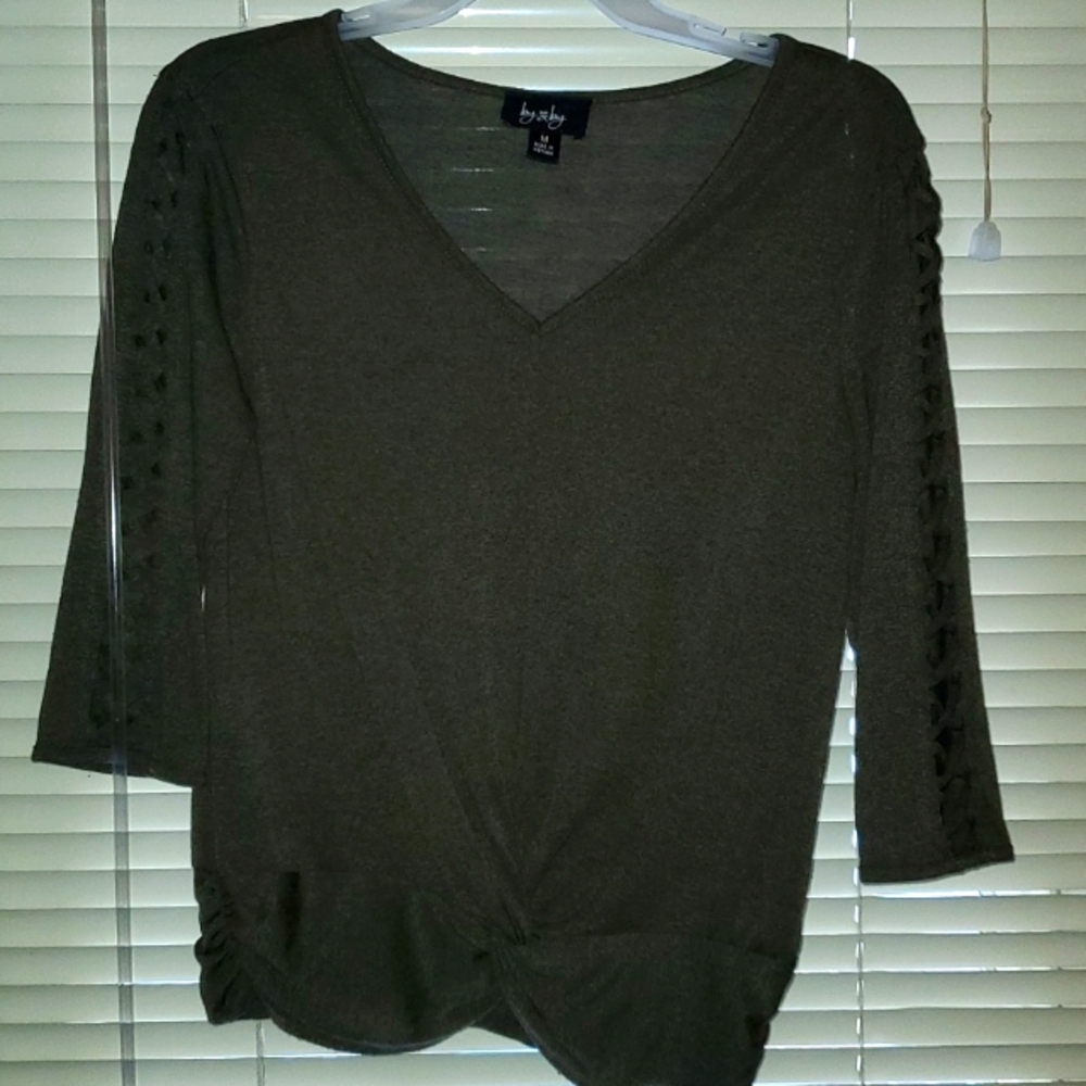 Dark army green blouse never been worn. Has decorative sleeves.